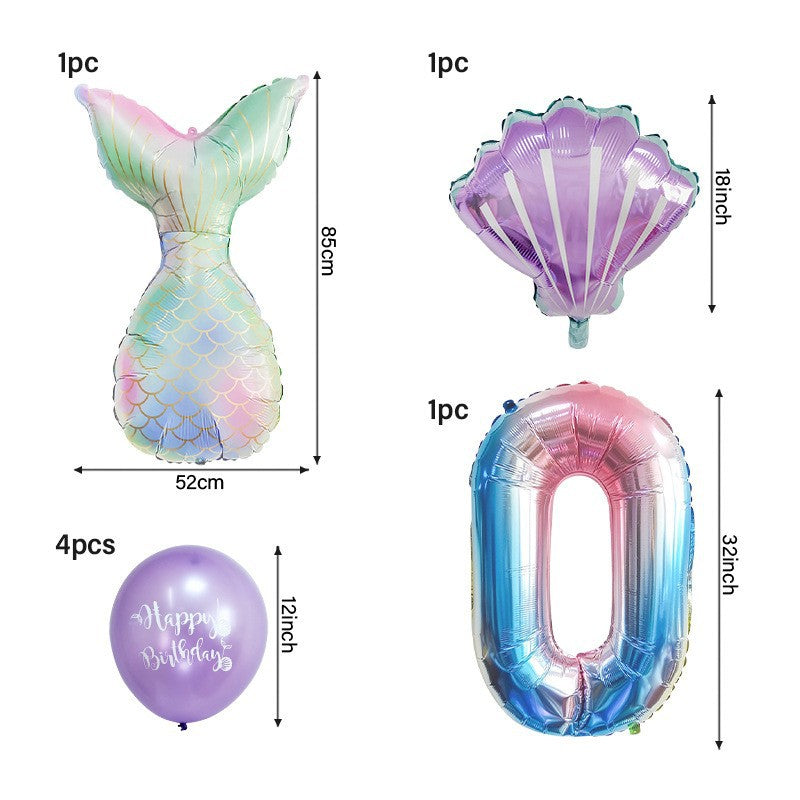 Mermaid Foil Balloon Set Birthday Party Decoration 2