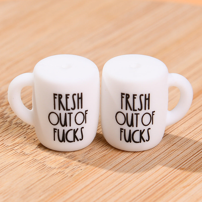 50pcs Silicone Focal Beads Cup Printed Design 20