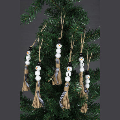 20mm Christmas Snowman Wooden Beads Schima Wood Holiday Craft 4