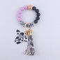 Western Cow Silicone Bead Wristlet Keychain with Mama Charm 8