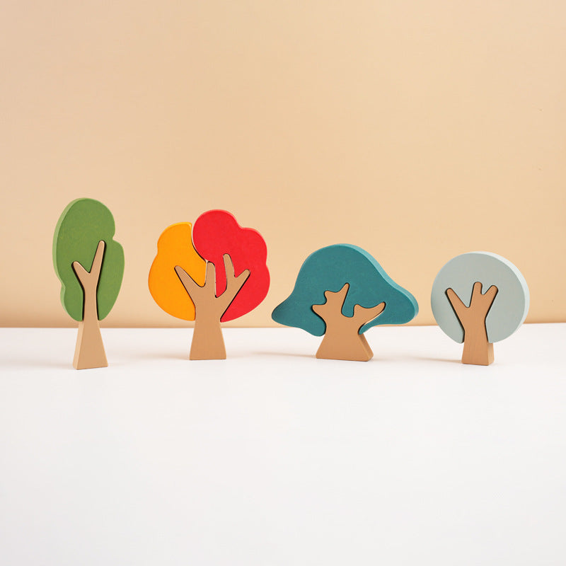 Wooden Building Blocks Forest Trees Montessori Toys 4