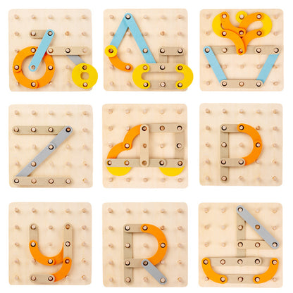 Wooden Nail Panel Montessori Toys Educational Fine Motor Skills 3