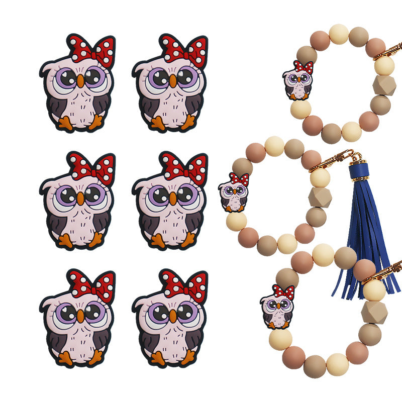 Silicone Focal Beads Animal Tiger Owl Cat Lion Sheep Giraffe Shapes 2