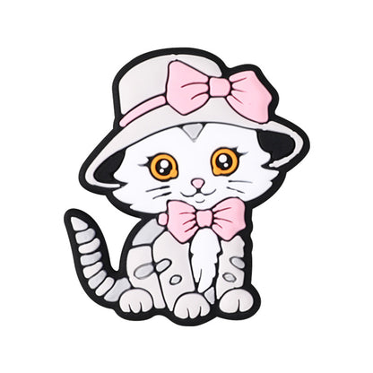 Silicone Focal Beads Round Ear Cat Wearing Hat Accessories 6
