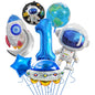 Space Theme Astronaut Rocket Spaceship Foil Balloon Set 4