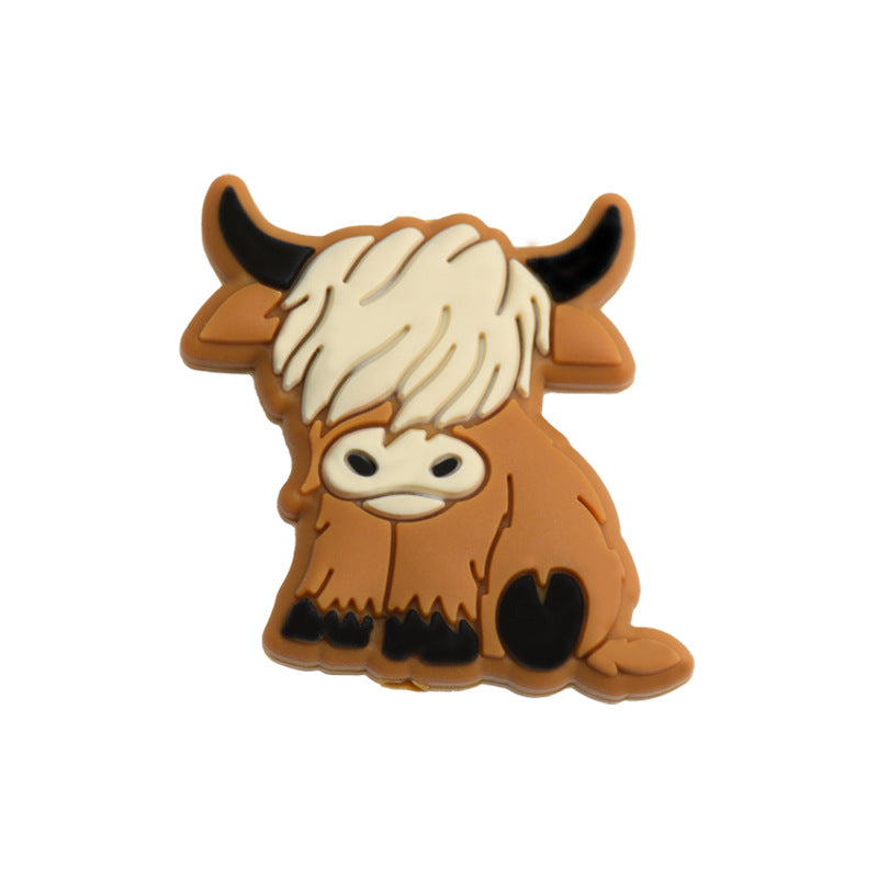 20pcs Silicone Focal Beads Highland Cow Cartoon Design 6