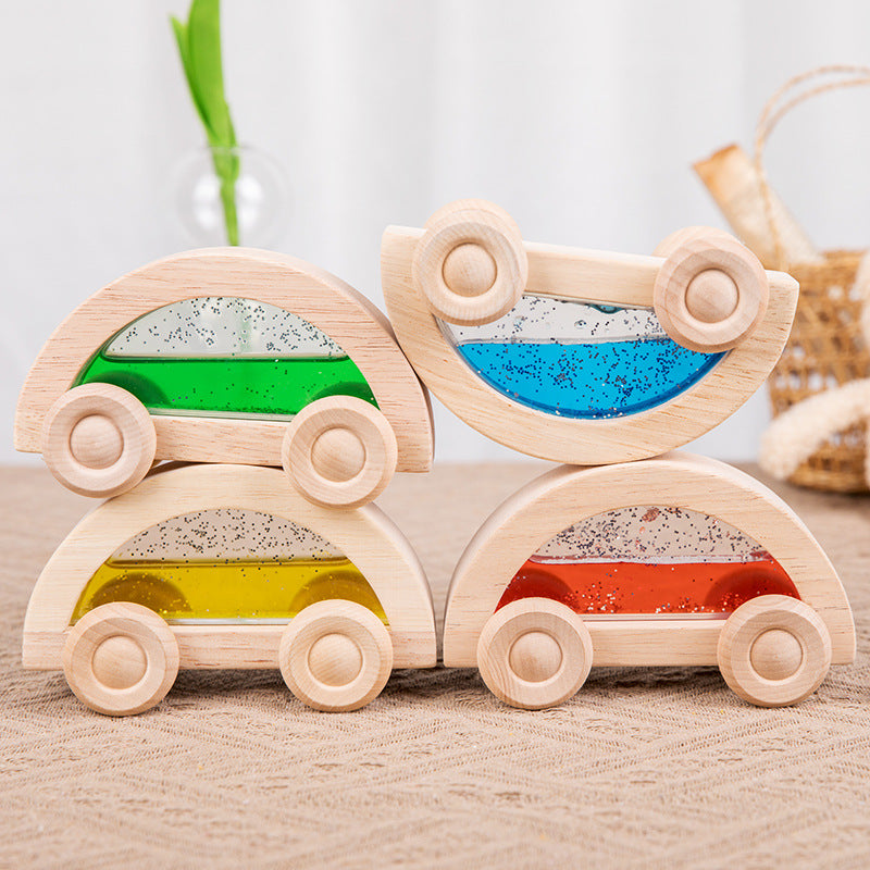 Wooden Building Blocks Trolley Educational Toy for Kids 2