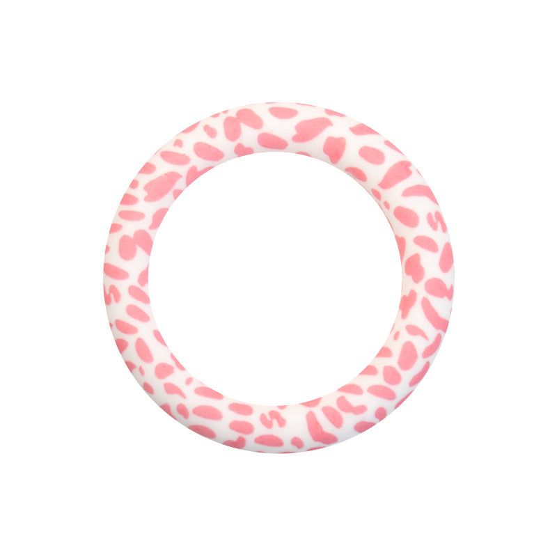 65mm Printed Silicone Beads Rings Multi Color Design 35