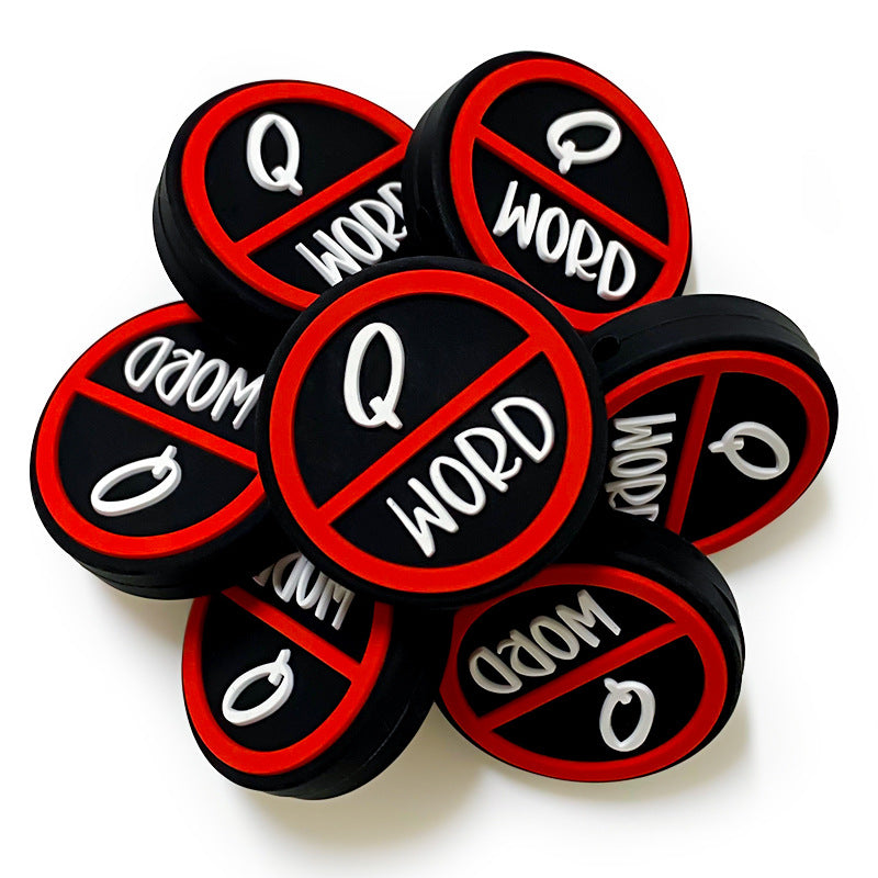 20Pcs Silicone Focal Beads Q Word Red Circle Sign