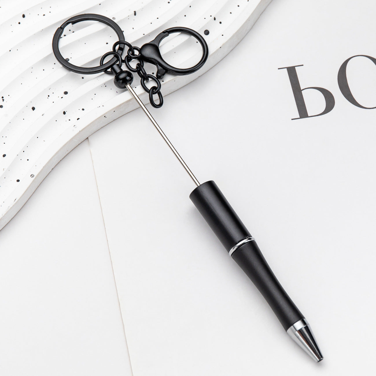 DIY Portable Keychain Beadable Ballpoint Pen Metal Plastic 21.5cm 6