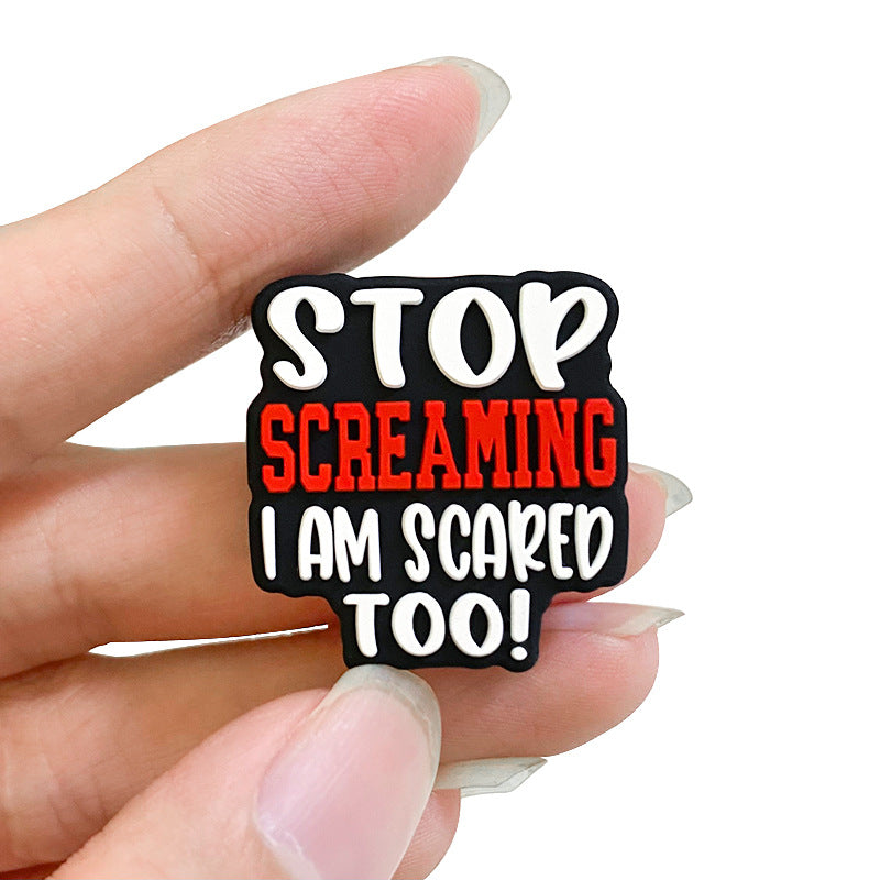 20Pcs Silicone Focal Beads Stop Screaming Text Block Design 5