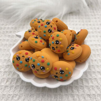 20pcs Silicone 3D Focal Beads Cookies With Colorful Sprinkles 2