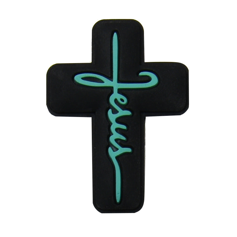 20pcs Silicone Focal Beads Jesus Cross Printed Text Design 3