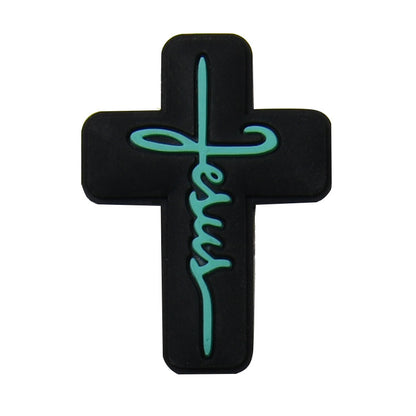 20pcs Silicone Focal Beads Jesus Cross Printed Text Design 3