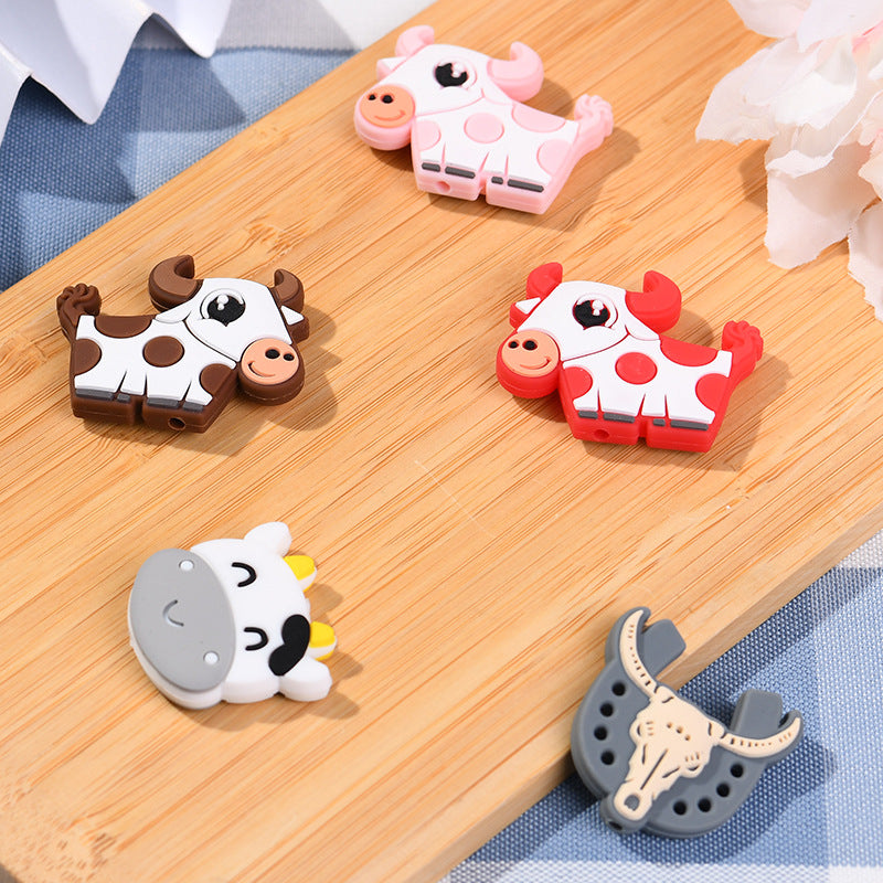 20pcs Silicone Focal Beads Highland Cow Cartoon Design 4
