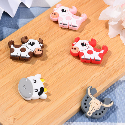 20pcs Silicone Focal Beads Highland Cow Cartoon Design 4