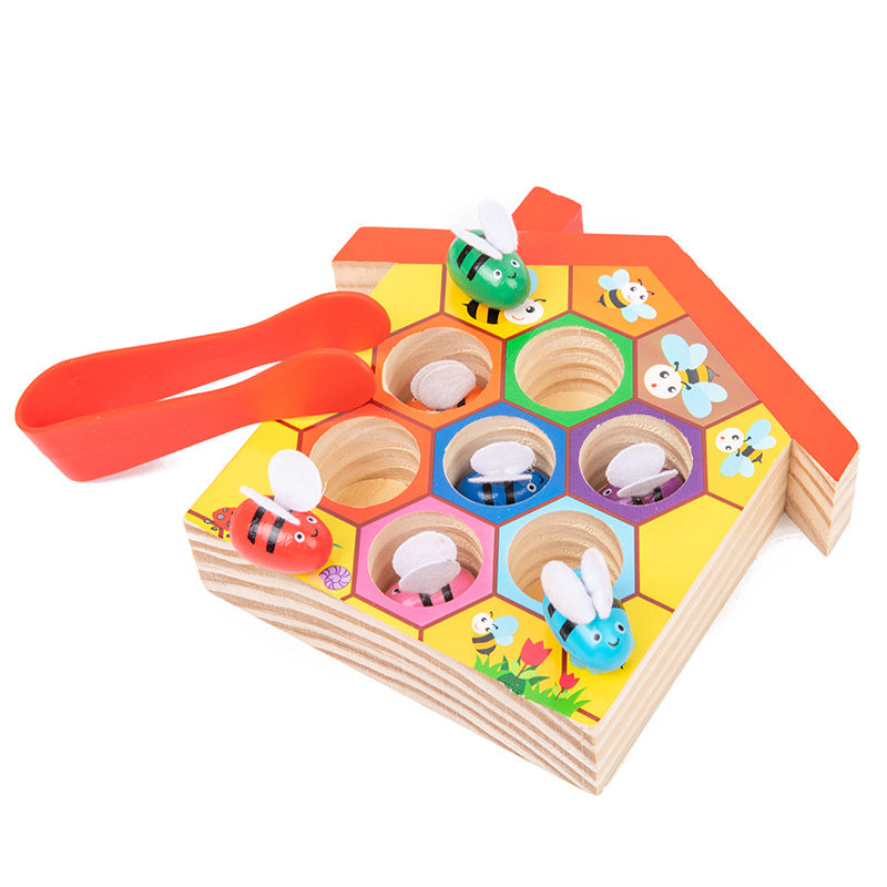Wooden Montessori Toys Bee Catching Fine Motor Skills 20x18x4cm