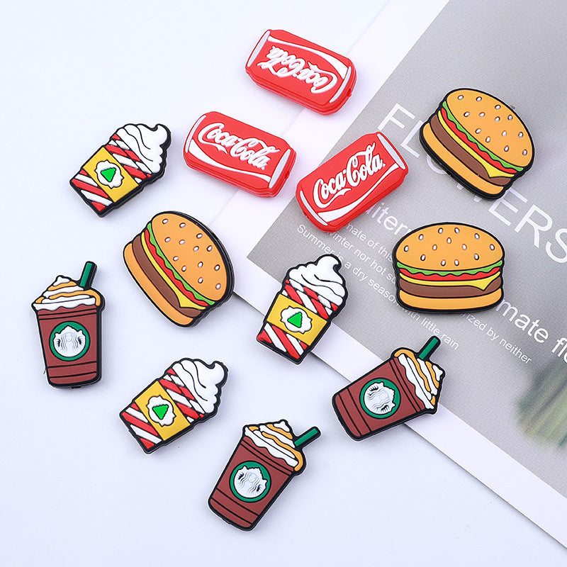 20pcs Silicone Focal Beads Hamburger Coke Fast Food Assortment 4