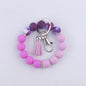 Leopard Print Tassel Silicone Bead Wristlet Keychain Charm 16