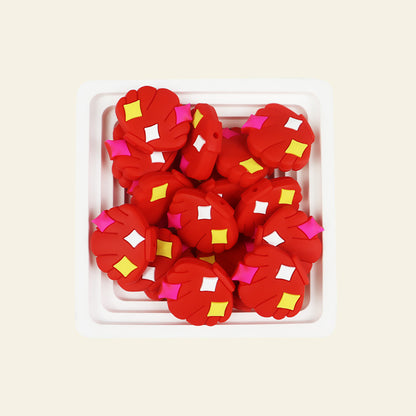Silicone Focal Beads Shell Shape with Decorative Sparkles 8