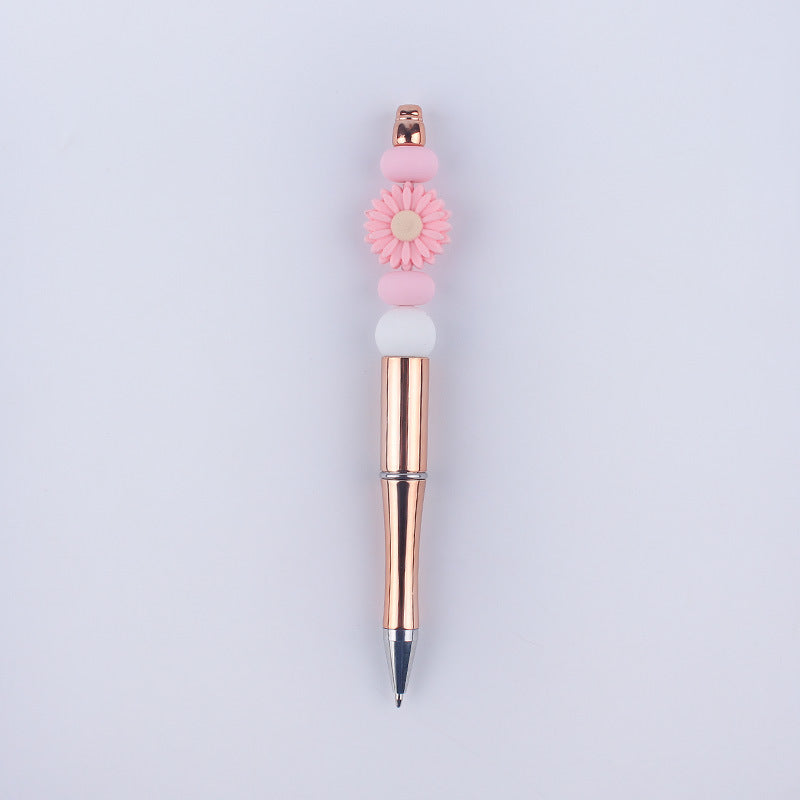 Daisy Flower Silicone Beaded Pens Colorful Handmade Gift 7