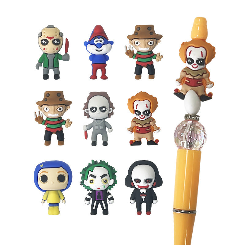 20Pcs Silicone 3D Focal Beads Halloween Cartoon Characters Front Facing 5