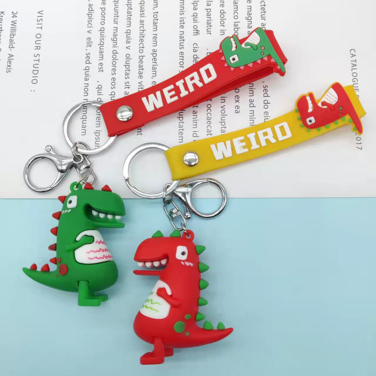 Dinosaur PVC Keychain Cartoon Charm with Strap 2