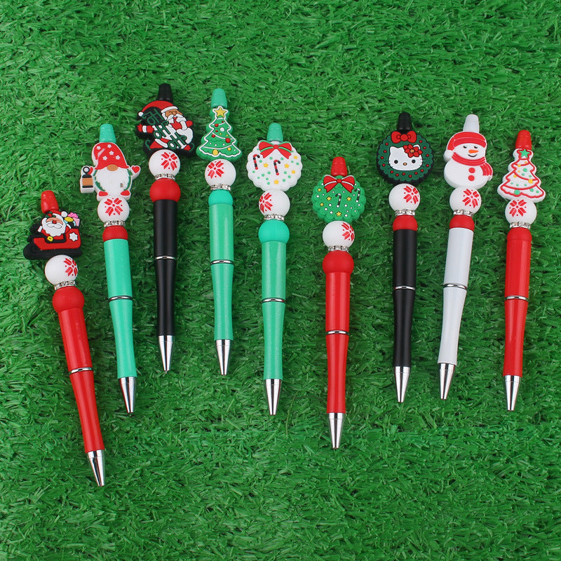 Christmas Silicone Beaded Pens Santa Claus Snowman Tree Holiday Gift