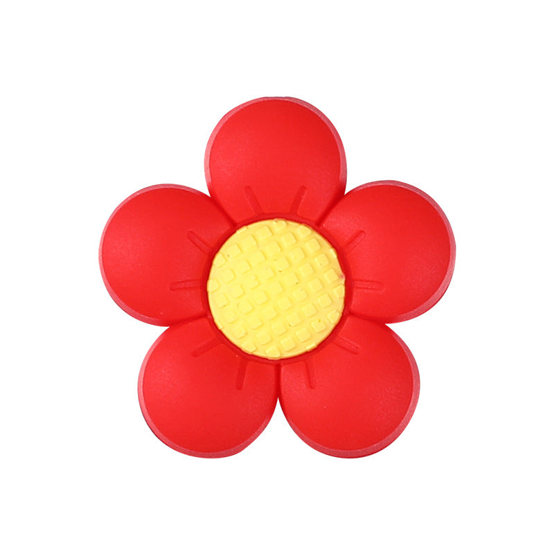 Silicone Focal Beads Flower Children Smiling Face with Rose Red Flower 8