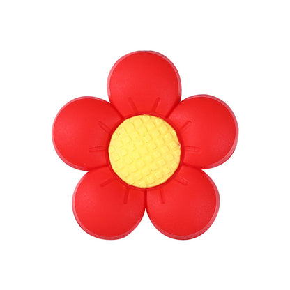 Silicone Focal Beads Flower Children Smiling Face with Rose Red Flower 8