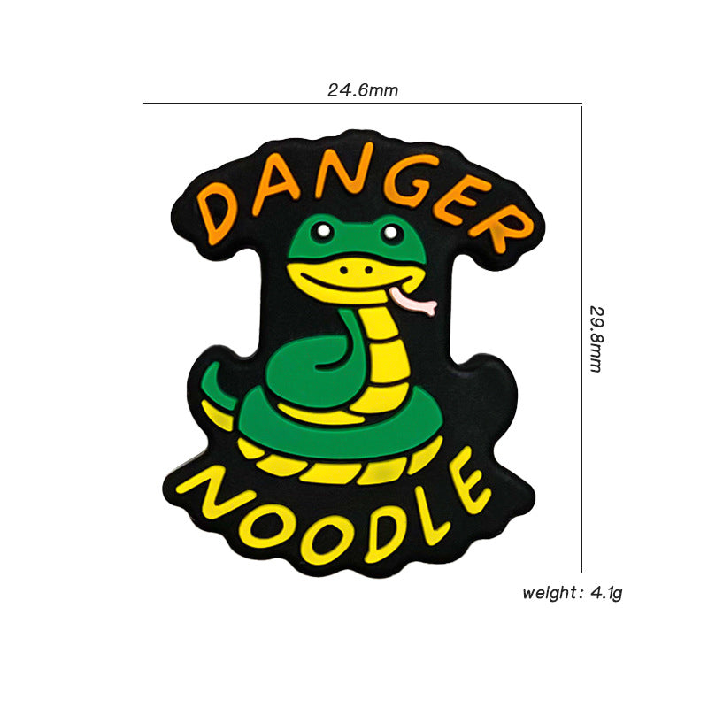 20Pcs Silicone Focal Beads Animal Snake With Danger Noodle Text 3