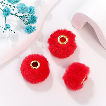 50pcs 20mm Fuzzy Abacus Large Hole Spacer Beads Imitation Rabbit Hair 12