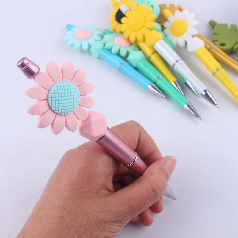Flower Silicone Beaded Pens Handmade Novelty Ballpoint Pens Gift 3