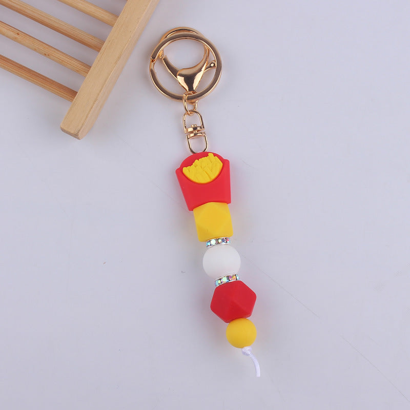 Cartoon Fruit Silicone Bead Keychain Food Charm Variety 8