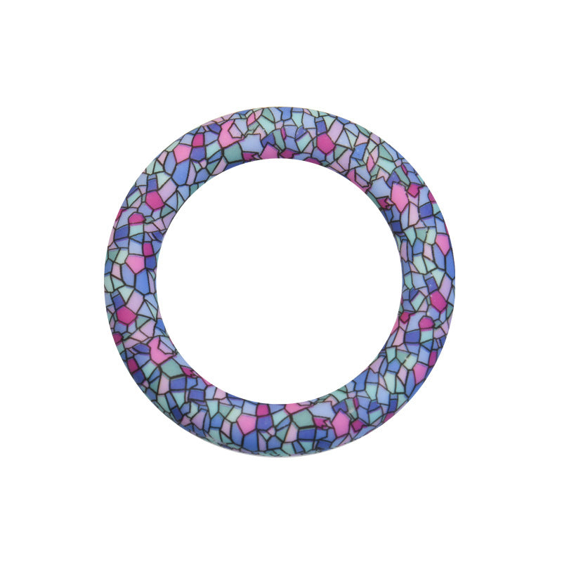 65mm Printed Silicone Beads Rings Multi Color Design 33