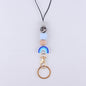 Rainbow Silicone Bead Keychain with Wooden Bead Charm 6