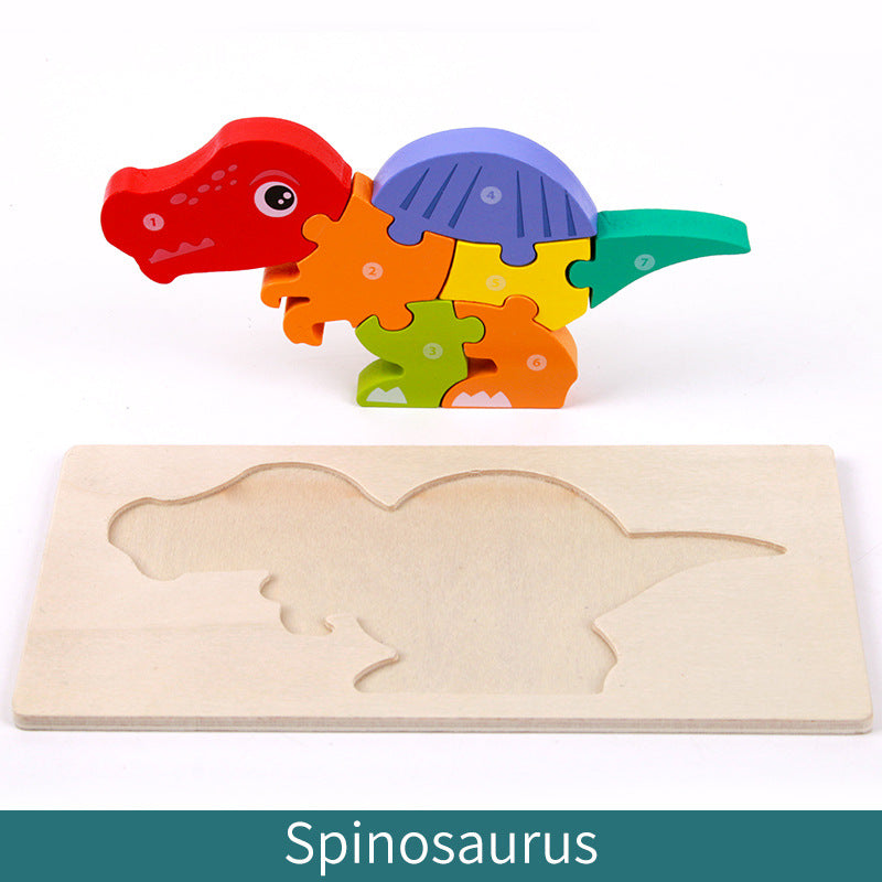 Wooden Building Blocks Animal Traffic Shapes Matching 3D Puzzle Toy 41