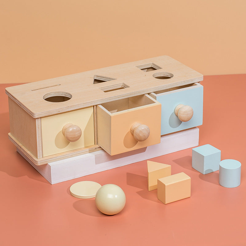 Wooden Montessori Toys Round Ball Drawer Coin Box Activity Toy 4