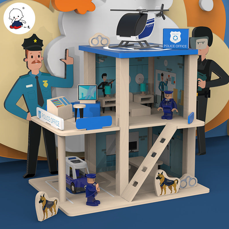 Wooden Police Station Model Montessori Toys Educational Toy 3