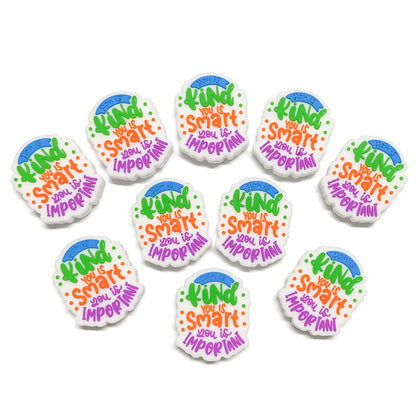 20Pcs Silicone Focal Beads Inspirational English Text Colorful Design 5