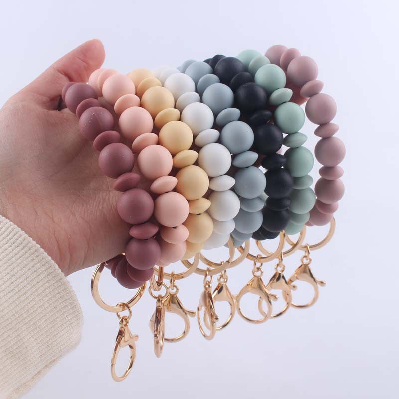 Silicone Bead Wristlet Keychain Loop with Lobster Clasp 2