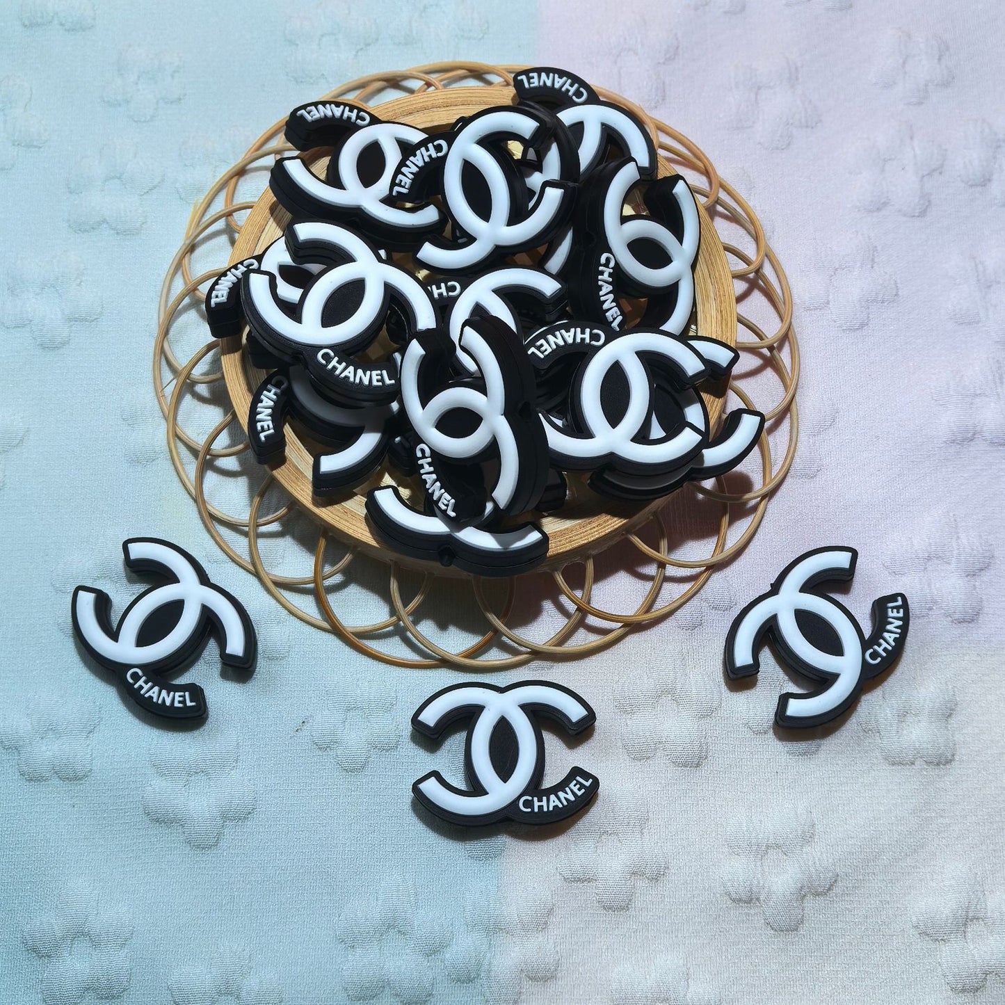 20Pcs Silicone Focal Beads Double C Logo Multi Color Variety 4