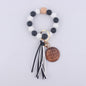 MAMA Tag Silicone Bead Wristlet Keychain with Tassel Charm 15