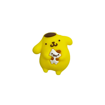 Silicone 3D Focal Beads White Rabbit Pink Hood and Yellow Pudding Dog Holding Cat 6