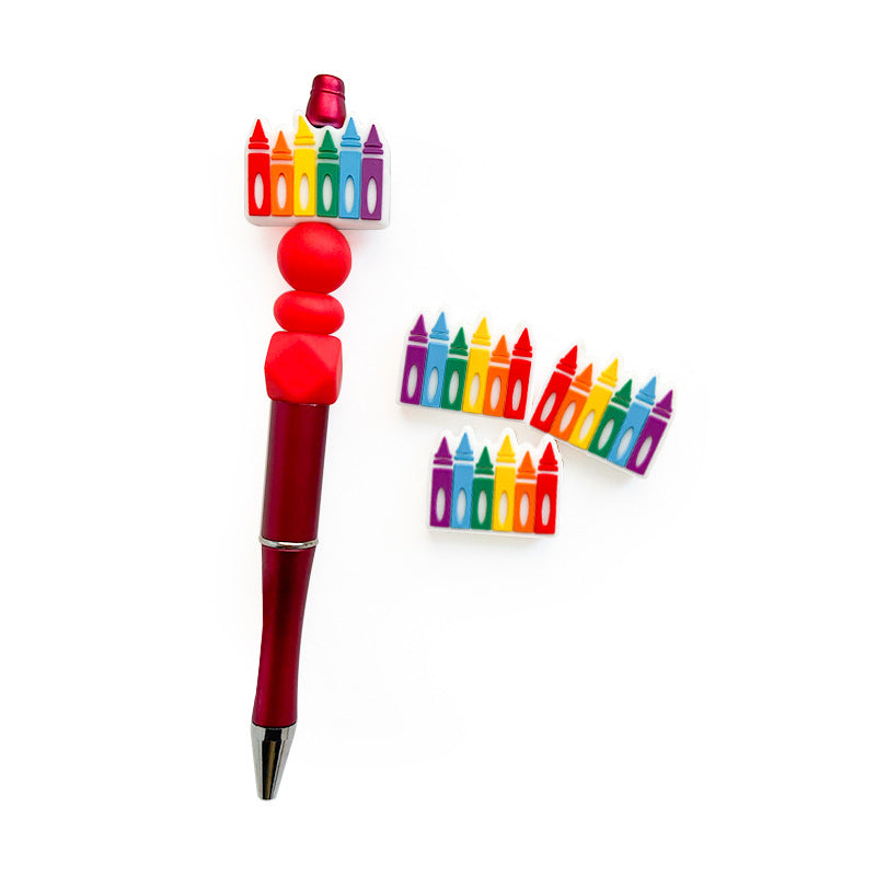 20pcs Silicone Focal Beads Crayon Row with Multicolor Design 2