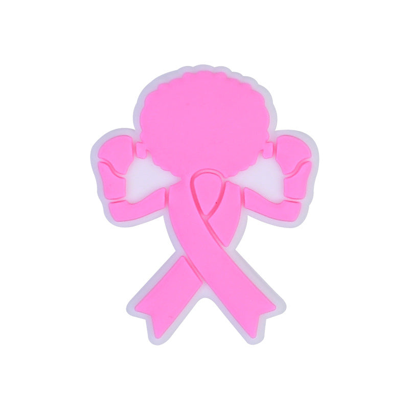 20pcs Silicone Focal Beads Female Boxer Pink Ribbon Holding Gloves