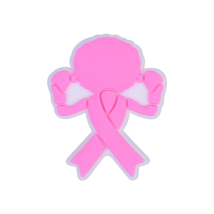 20pcs Silicone Focal Beads Female Boxer Pink Ribbon Holding Gloves
