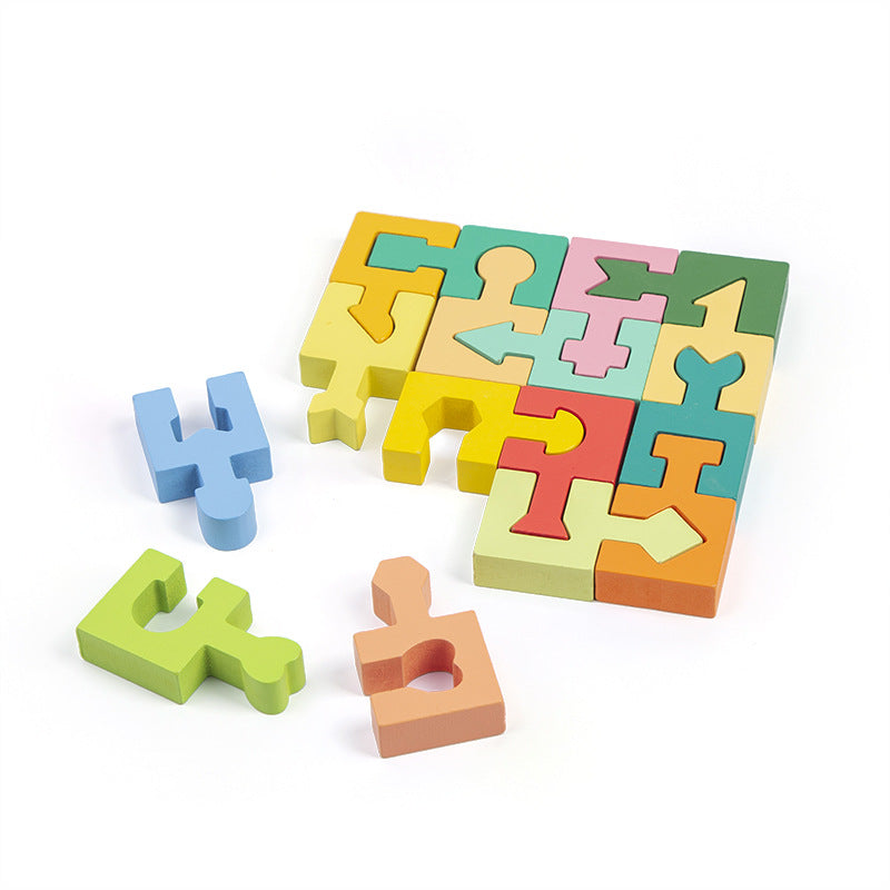 Wooden Geometric Matching Building Blocks Educational Toy