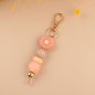 Daisy Silicone Bead Keychain with Wooden Round Bead Charm 9