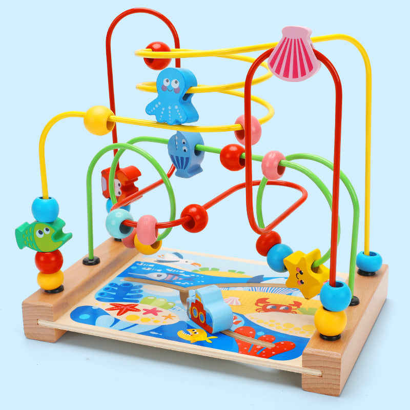 Wooden Animal Ocean Bead Maze Educational Toy for Toddlers 3